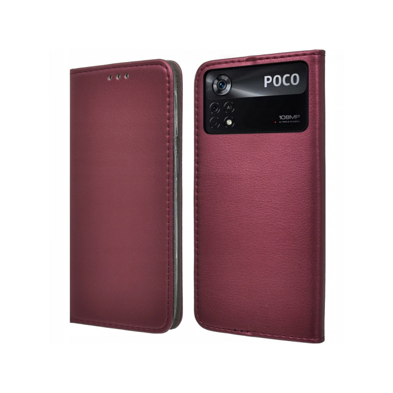 Viedtālruņa atveramais maciņš Xiaomi Poco X4 Pro 5G Smart Magnetic Burgundy