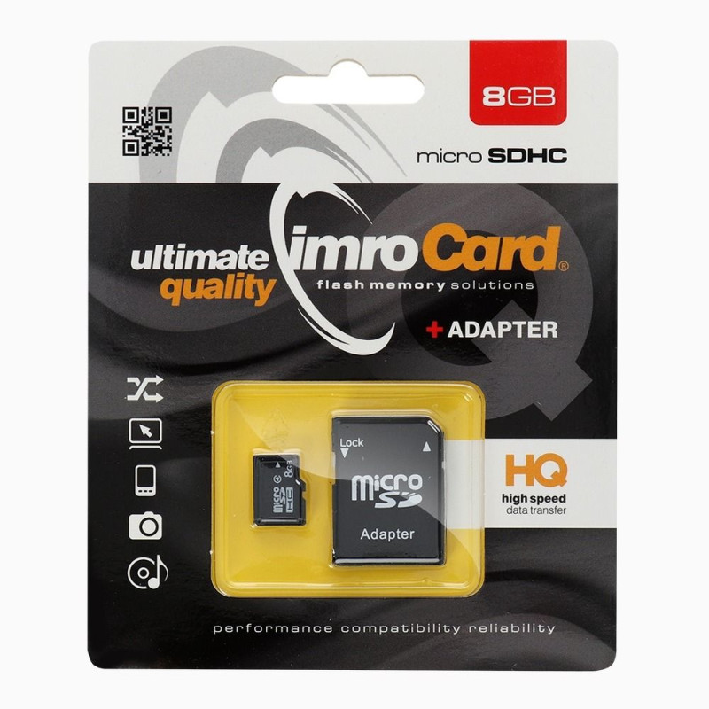 Ārējā atmiņa Universal 8GB microSDHC cl. 4 + adapter