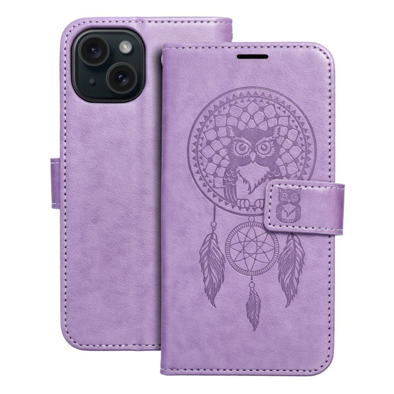 Viedtālruņa atveramais maciņš Apple Iphone 15 Mezzo Book Dreamcatcher Purple
