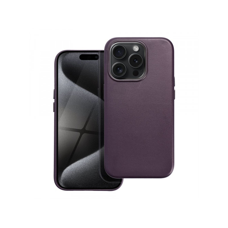 Viedtālruņa aizmugurējais vāciņš Apple iPhone 15 Pro Max Leather Mag Dark Violet