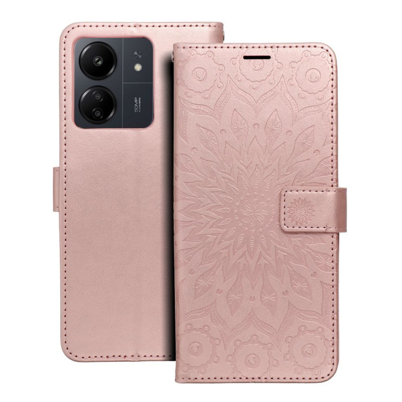Viedtālruņa atveramais maciņš Xiaomi Redmi 13C Mezzo Book Mandala Rose Gold