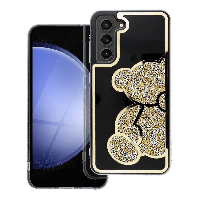 Viedtālruņa aizmugurējais vāciņš Samsung Galaxy S22 Teddy bear Melna