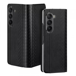 Viedtālruņa aizmugurējais vāciņš Samsung Galaxy Z Fold 5 5G Bril Leather Melna