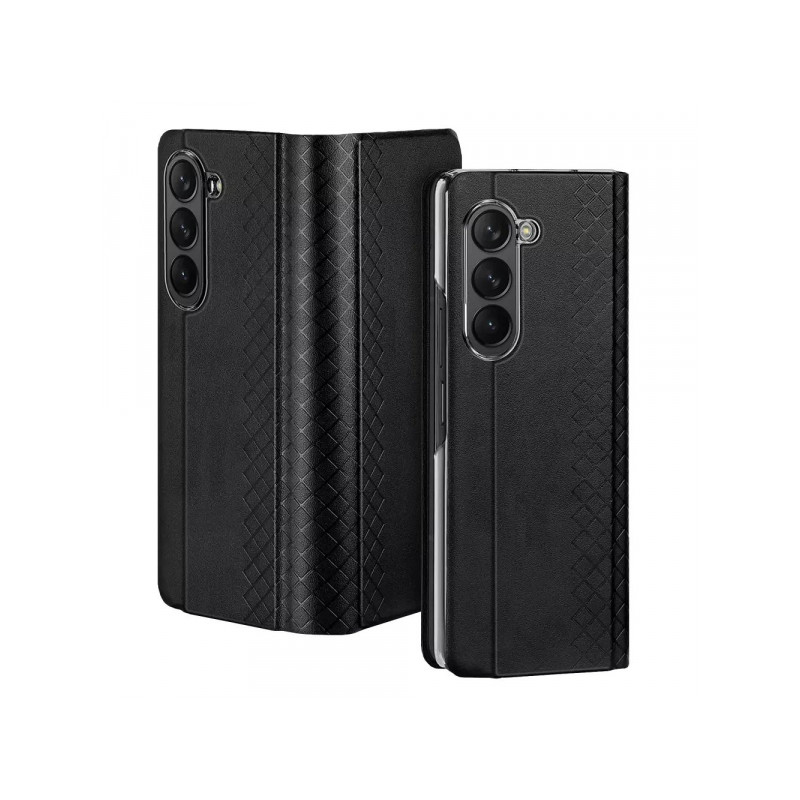 Viedtālruņa aizmugurējais vāciņš Samsung Galaxy Z Fold 5 5G Bril Leather Melna
