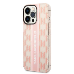 Viedtālruņa aizmugurējais vāciņš Apple iPhone 14 Pro Monogram Vertical Stripe Pink, Transparent, With Design