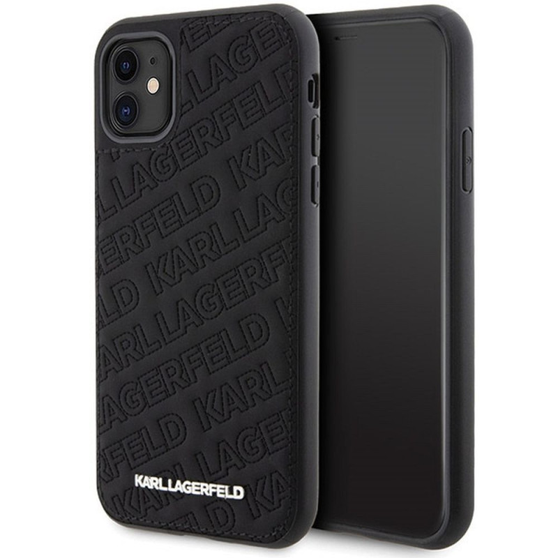 Viedtālruņa aizmugurējais vāciņš Apple iPhone XR Quilted K Pattern Melna