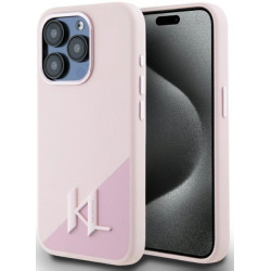 Viedtālruņa aizmugurējais vāciņš Apple iPhone 15 Pro Max Silicone Shadow Metal Initial MagSafe Pink