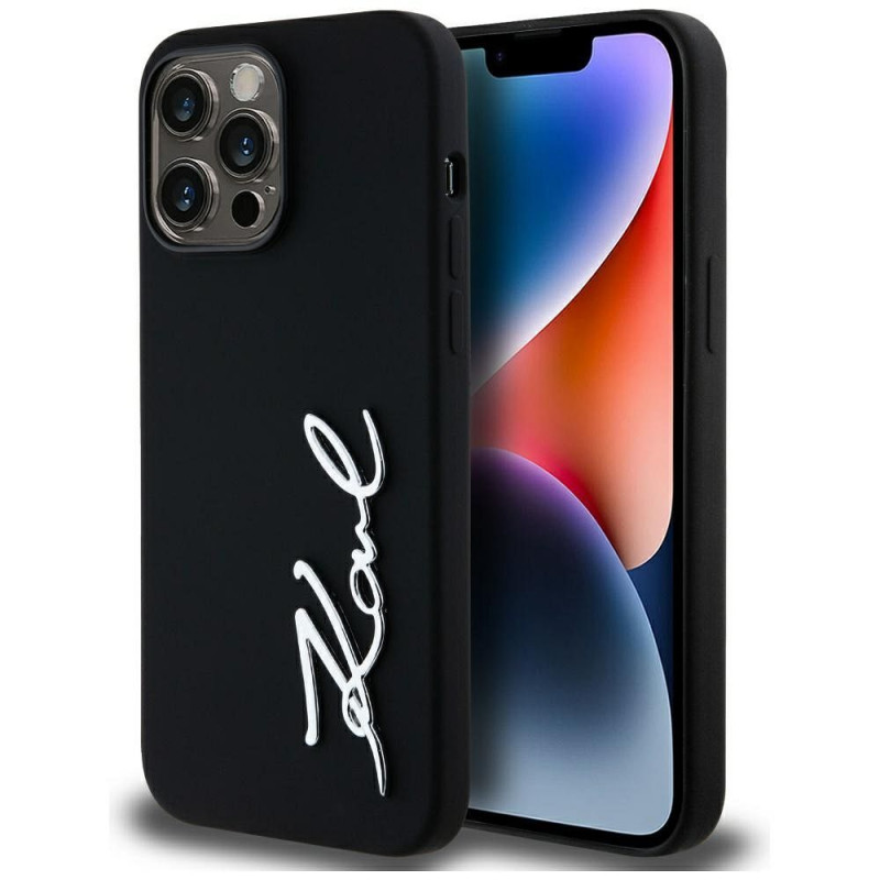 Viedtālruņa aizmugurējais vāciņš Apple iPhone 14 Pro Max Script Metal Logo Black