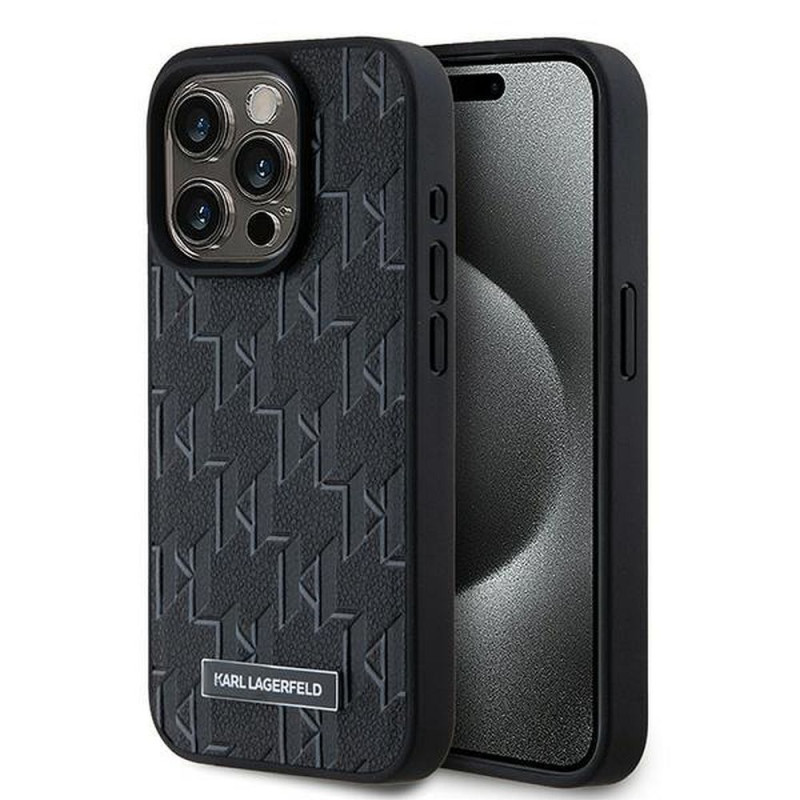 Viedtālruņa aizmugurējais vāciņš Apple iPhone 15 Pro Max Monogram Mag Melna