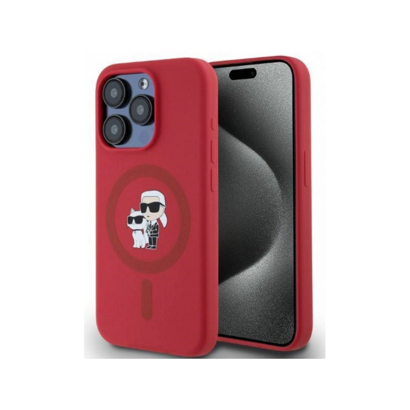 Viedtālruņa aizmugurējais vāciņš Apple iPhone 15 Pro Silicone Double Heads And Circle MagSafe Sarkana