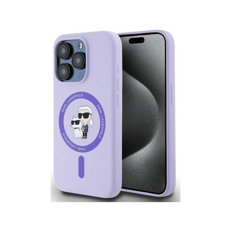 Viedtālruņa aizmugurējais vāciņš Apple iPhone 15 Pro Silicone Double Heads And Circle MagSafe Violeta