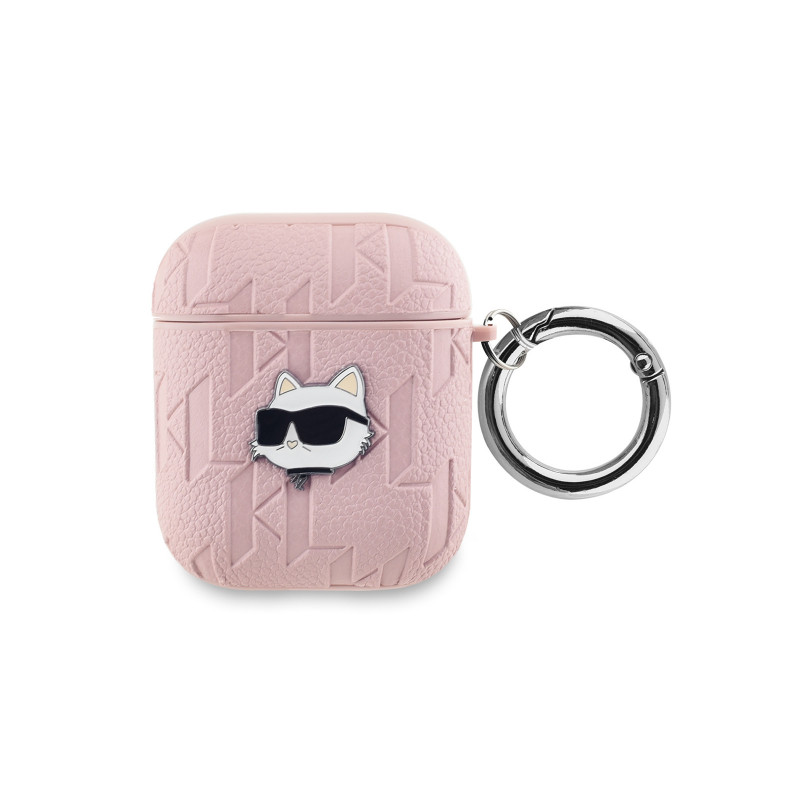 Bezvadu austiņu apvalks Apple Monogram Choupette Head Pink