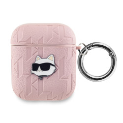 Bezvadu austiņu apvalks Apple Monogram Choupette Head Pink
