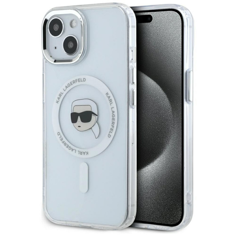 Viedtālruņa aizmugurējais vāciņš Apple Iphone 15 Metal Head Logo MagSafe Caurspīdīga