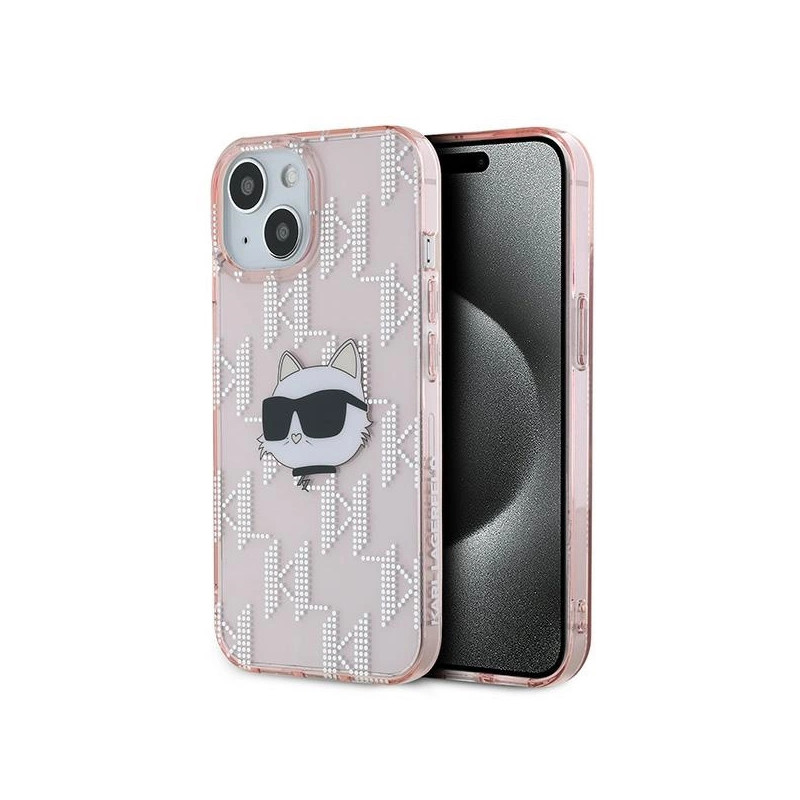 Viedtālruņa aizmugurējais vāciņš Apple Iphone 15 Monogram Choupette Head Pink