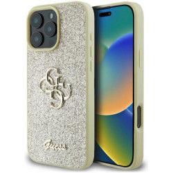 Viedtālruņa aizmugurējais vāciņš Apple iPhone 16 Pro Glitter Big Logo Gold