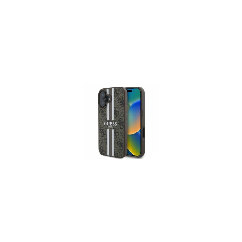 Viedtālruņa aizmugurējais vāciņš Apple Iphone 16 Stripes Collection MagSafe Brūna, Ar Dizainu