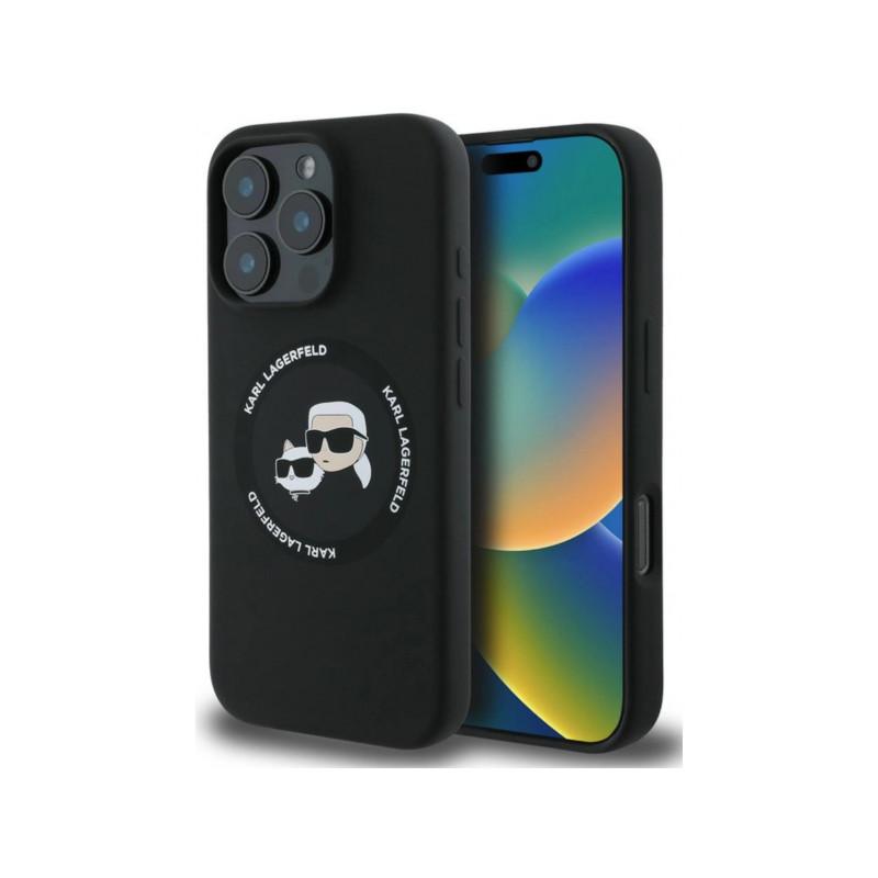 Viedtālruņa aizmugurējais vāciņš Apple iPhone 16 Pro Silicone Double Heads And Circle MagSafe Melna