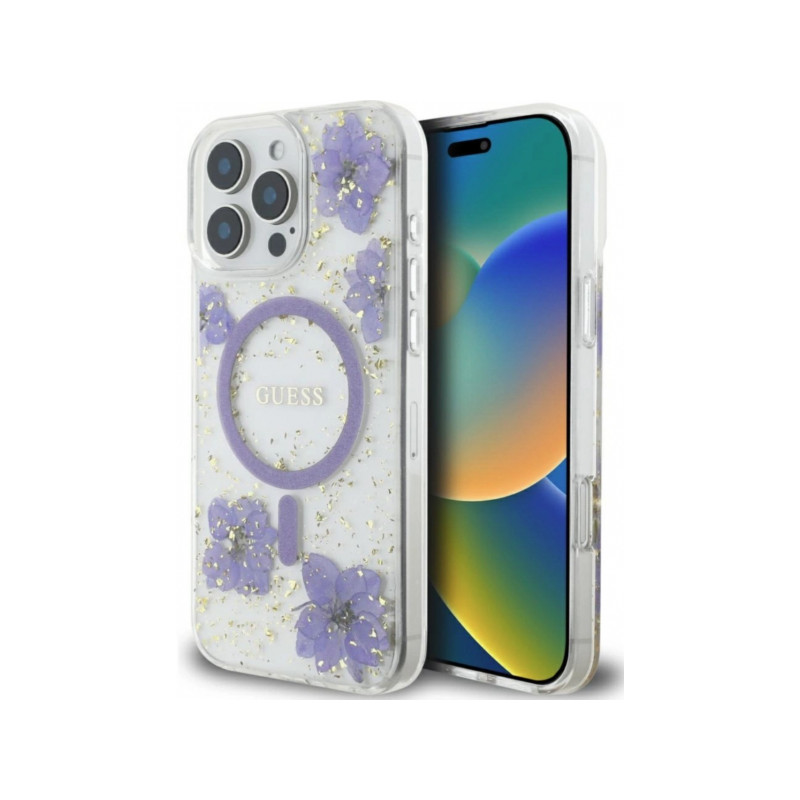 Viedtālruņa aizmugurējais vāciņš Apple iPhone 16 Pro Resin Bottom Glitter Transparent, Violet