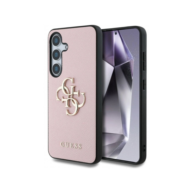 Viedtālruņa aizmugurējais vāciņš Samsung Galaxy S25 Big Metal Logo Rozā