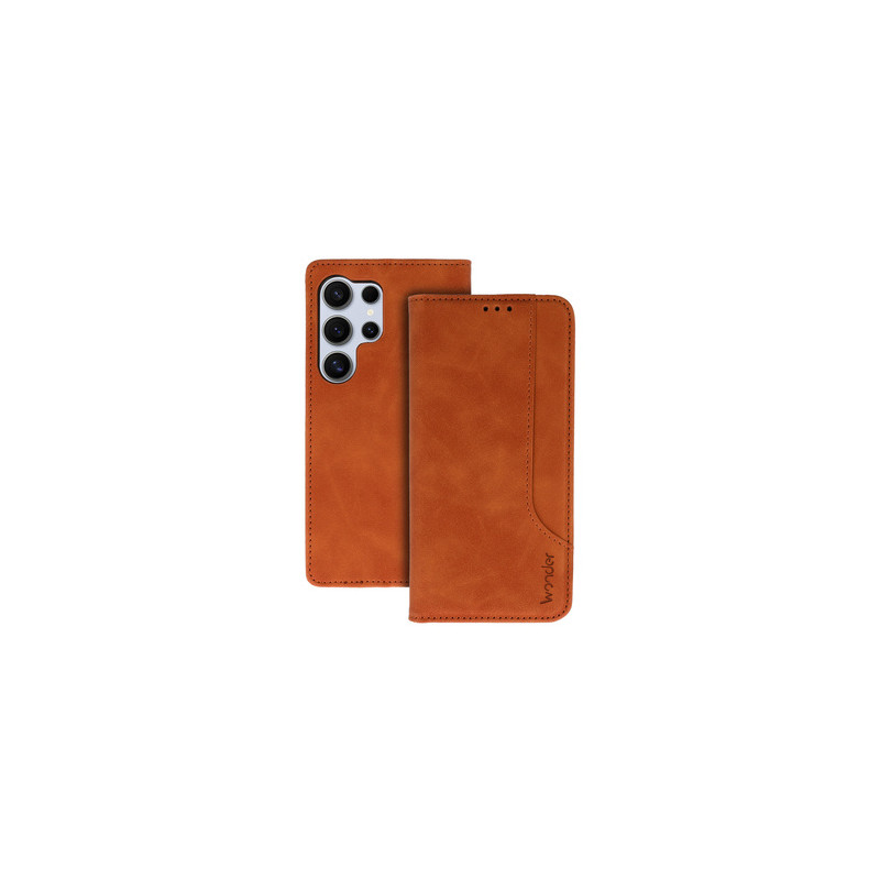 Viedtālruņa atveramais maciņš Samsung Galaxy S23 Ultra Wonder Prime Case Brown