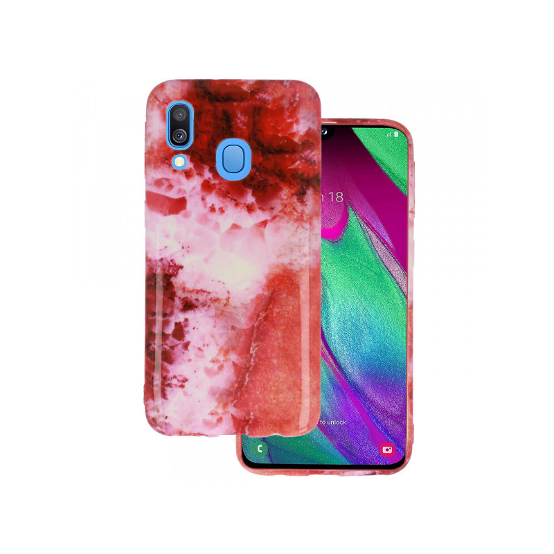 Nutitelefoni tagakaas Samsung Galaxy A40 Marmorist silikoonist disain 5 Punane, Disaini järgi