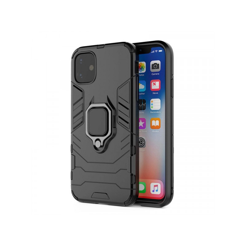 Viedtālruņa aizmugurējais vāciņš Xiaomi Redmi 9C Ring Armor Melna