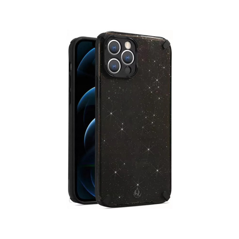 Viedtālruņa aizmugurējais vāciņš Xiaomi Redmi Note 9 Pro / Pro Max / S Armor Glitter Melna, Caurspīdīga