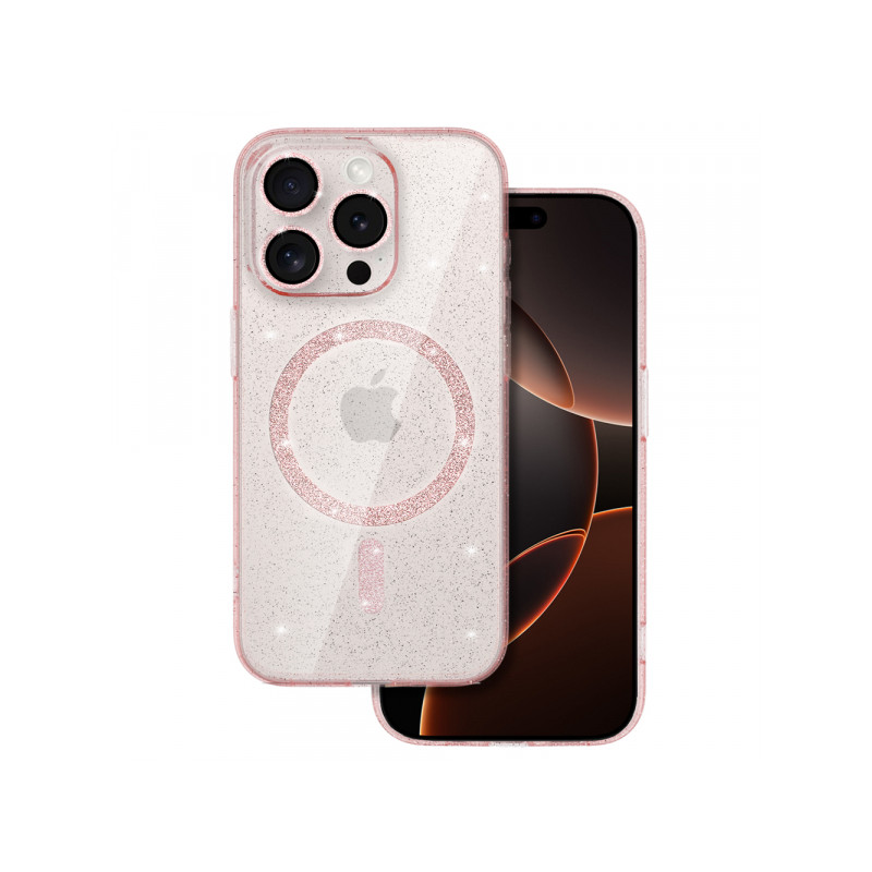 Nutitelefoni tagakaas Samsung Galaxy S23 Ultra Sädelev MagSafe Roosa, Läbipaistev