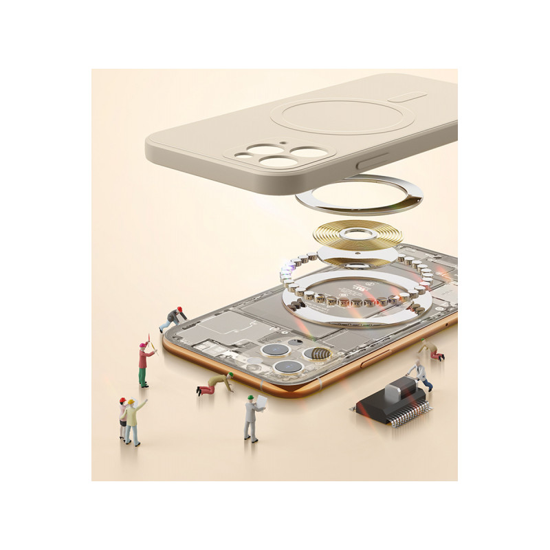 Viedtālruņa aizmugurējais vāciņš Apple iPhone 13 Pro Max MagSilicone Bēša