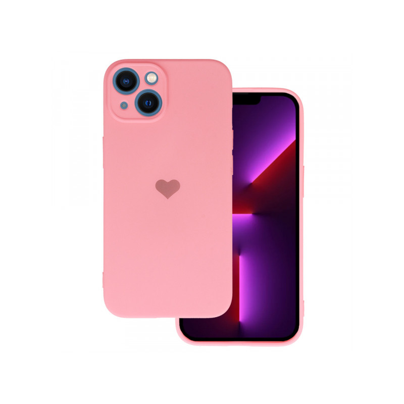 Viedtālruņa aizmugurējais vāciņš Apple iPhone 13 Silicone Heart Rozā