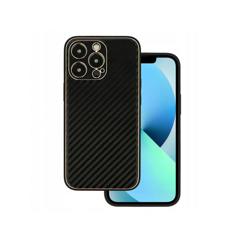 Viedtālruņa aizmugurējais vāciņš Samsung Galaxy A13 5G Leather Carbon Melna