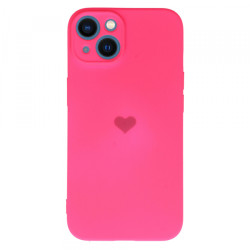 Viedtālruņa aizmugurējais vāciņš Apple iPhone 14 Silicone Heart Tumši rozā