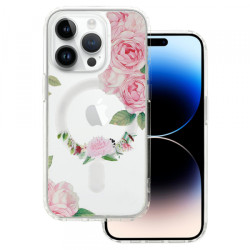 Viedtālruņa aizmugurējais vāciņš Apple Iphone 15 Flower Magsafe design 1 Transparent, With Design