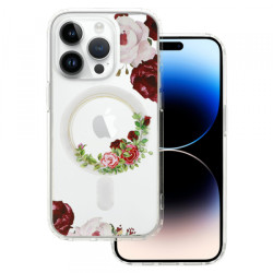 Viedtālruņa aizmugurējais vāciņš Apple Iphone 15 Flower Magsafe design 2 Transparent, With Design