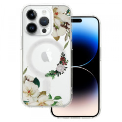Viedtālruņa aizmugurējais vāciņš Apple Iphone 15 Plus Flower Magsafe design 3 Transparent, With Design