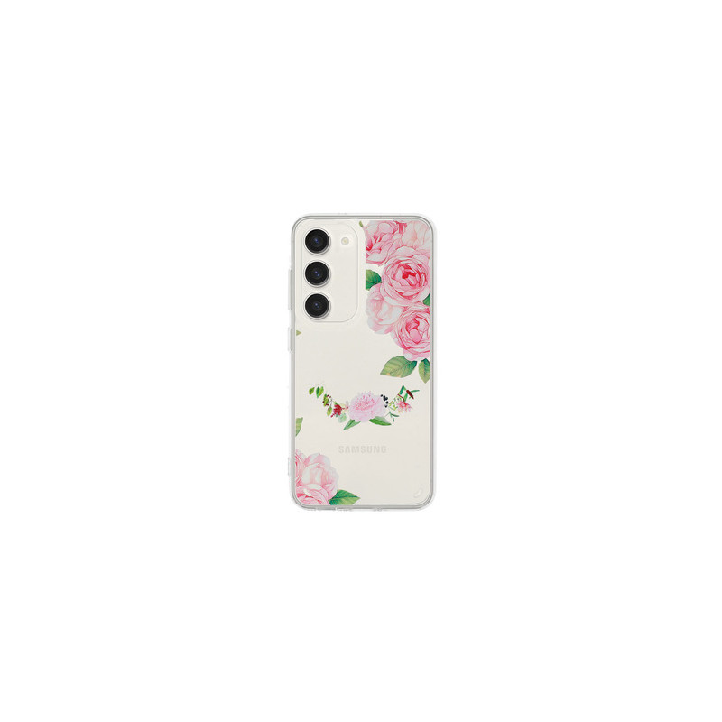 Viedtālruņa aizmugurējais vāciņš Samsung Galaxy S23 FE Flower design 1 Rozā, Caurspīdīga