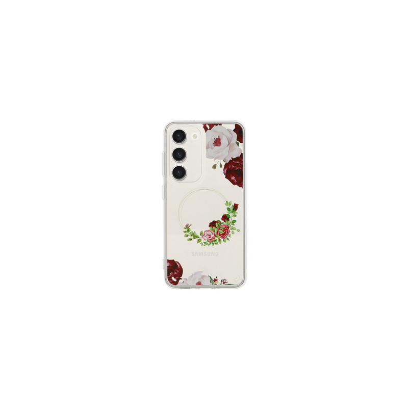 Viedtālruņa aizmugurējais vāciņš Samsung Galaxy S23 FE Flower design 2 Maroon, Transparent
