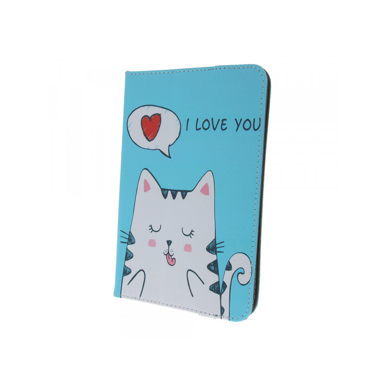 Planšetdatora universālais maciņš Kitty Gaiši zila, Ar Dizainu