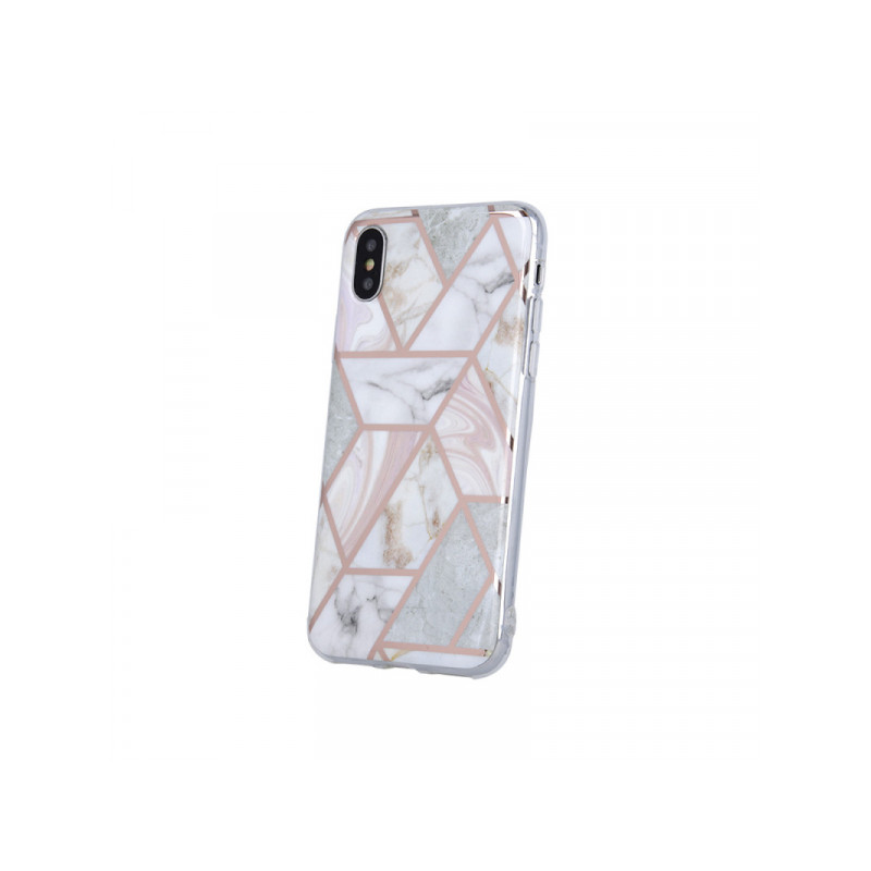 Viedtālruņa aizmugurējais vāciņš Apple iPhone XS Max Geometric Marmur Pink, With Design