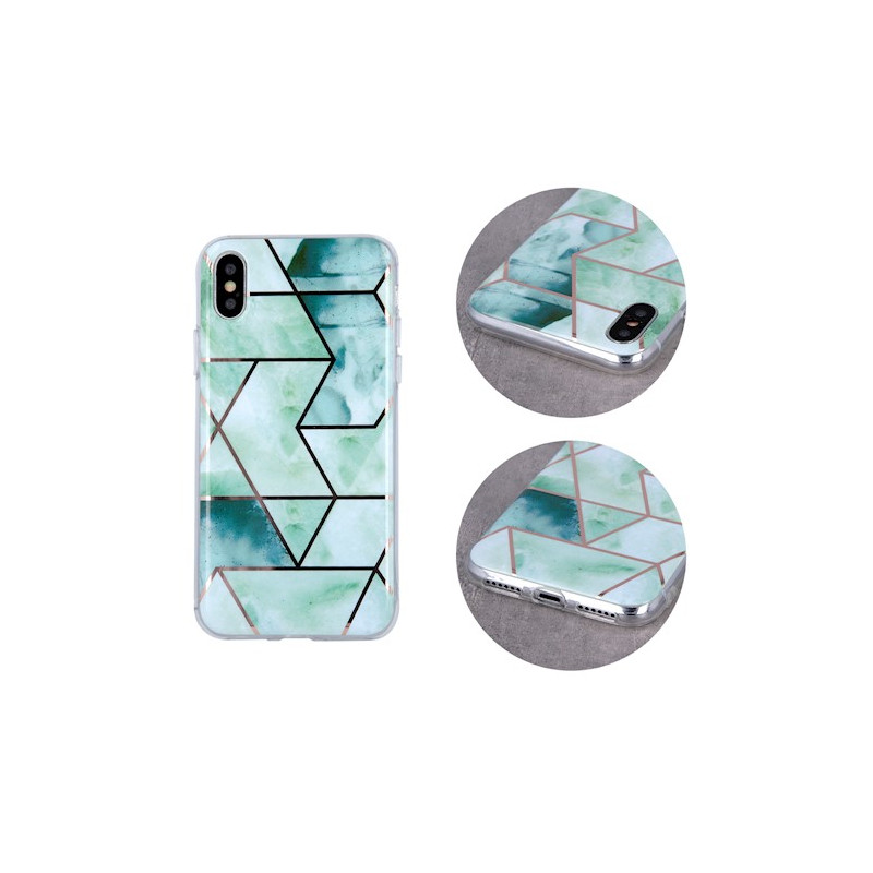 Viedtālruņa aizmugurējais vāciņš Samsung Galaxy A32 5G Geometric Marmur Green, With Design