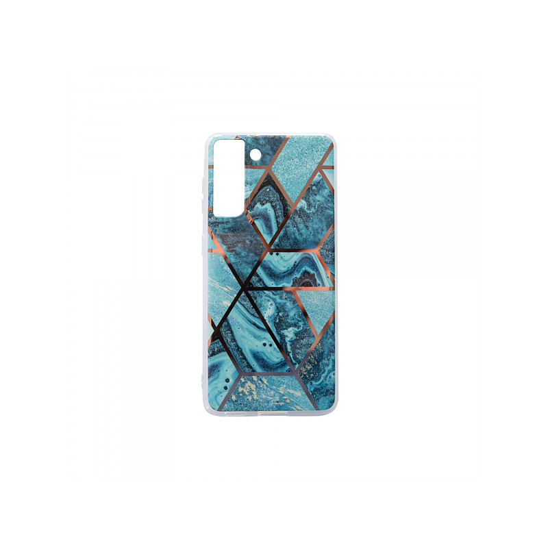 Viedtālruņa aizmugurējais vāciņš Samsung Galaxy S21 Geometric Marmur Dark Blue, With Design