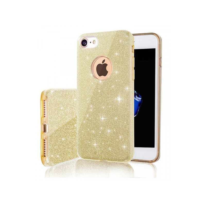 Viedtālruņa aizmugurējais vāciņš Samsung Galaxy A03S Glitter 3 in 1 Zelta, Ar Dizainu