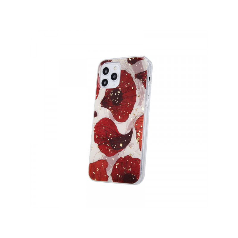 Viedtālruņa aizmugurējais vāciņš Samsung Galaxy A03S Gold Glam Poppy Sarkana, Ar Dizainu