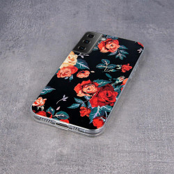 Viedtālruņa aizmugurējais vāciņš Samsung Galaxy S21 FE Ultra Trendy Flowers 1 Black, Rose, With Design