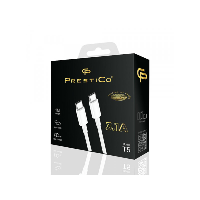 Kabelis T5 Type-C to Type-C Balta