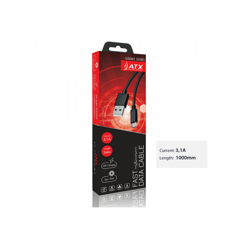 Kabelis Braided USB-A to Micro USB Sudraba