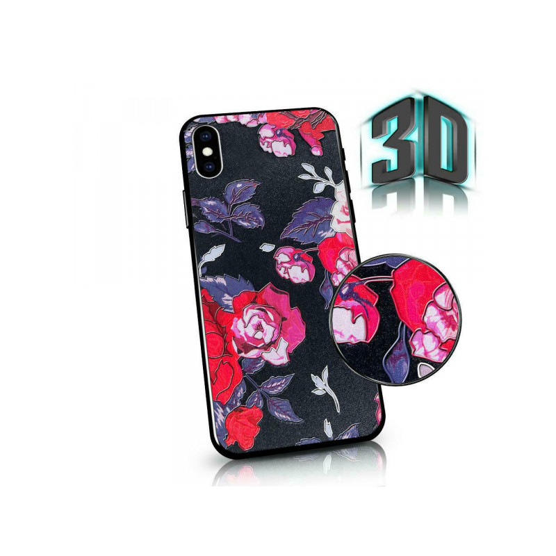 Viedtālruņa aizmugurējais vāciņš Huawei P40 Pro / Pro+ Flowers 3D Melna, Ar Dizainu