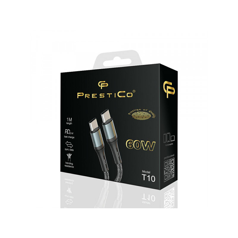 Kabelis T10 Type-C to Type-C Melna