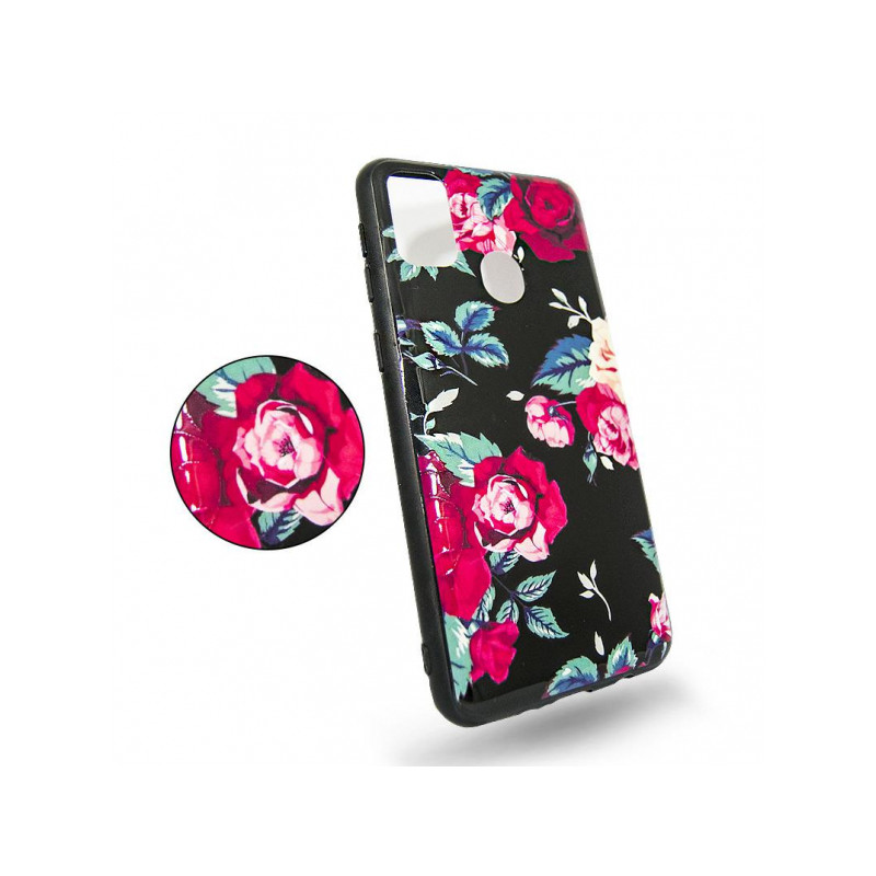 Viedtālruņa aizmugurējais vāciņš Apple iPhone 12 Pro Flowers 3D Melna, Ar Dizainu